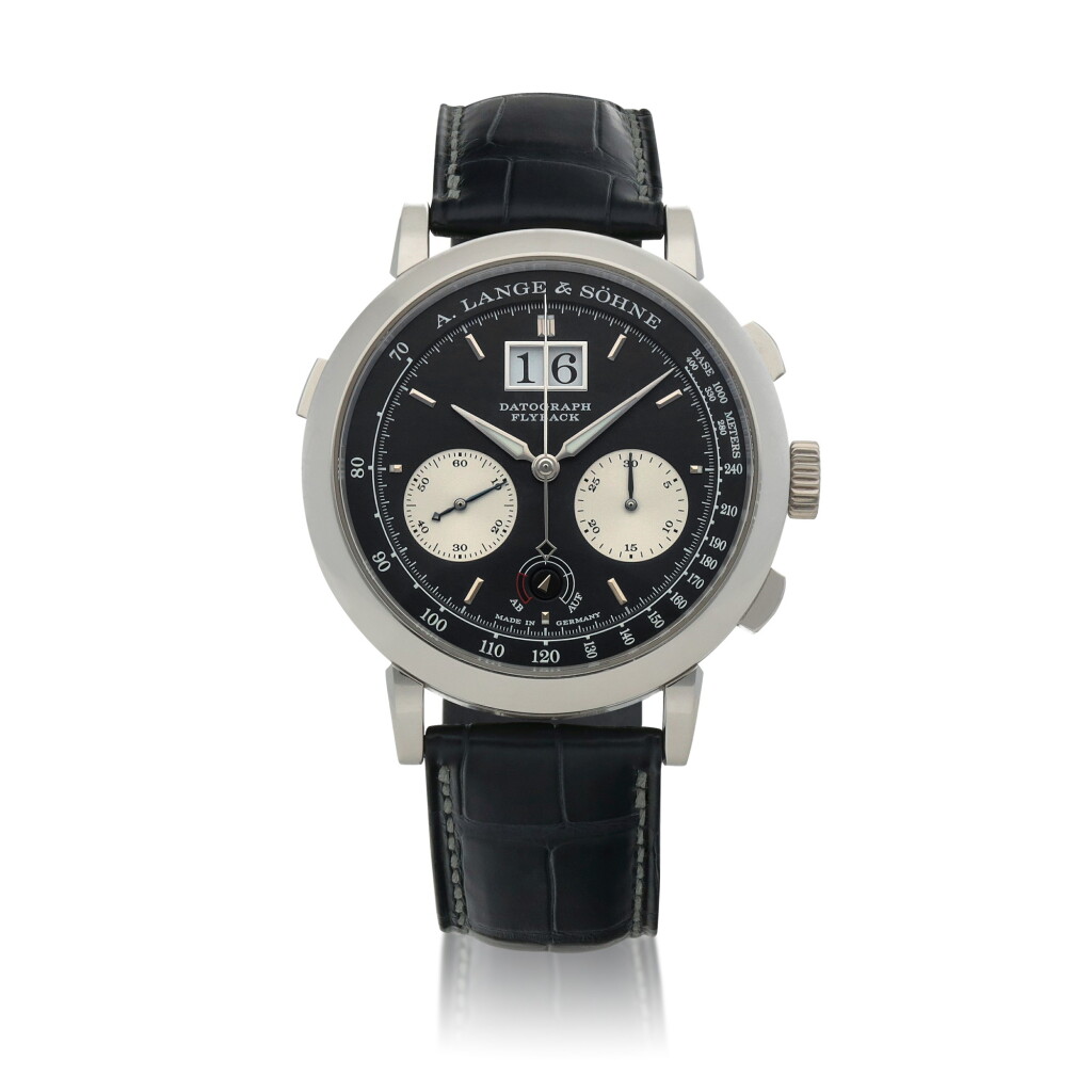 View full screen - View 1 of Lot 4. Datograph Up/Down, Ref. 405.035, Platinum flyback chronograph wristwatch with digital date display and power-reserve indication Circa 2016 | 朗格 | 405.035型號「Datograph Up/Down」鉑金飛返計時腕錶備數字日期及動力儲存顯示,約2016年製.