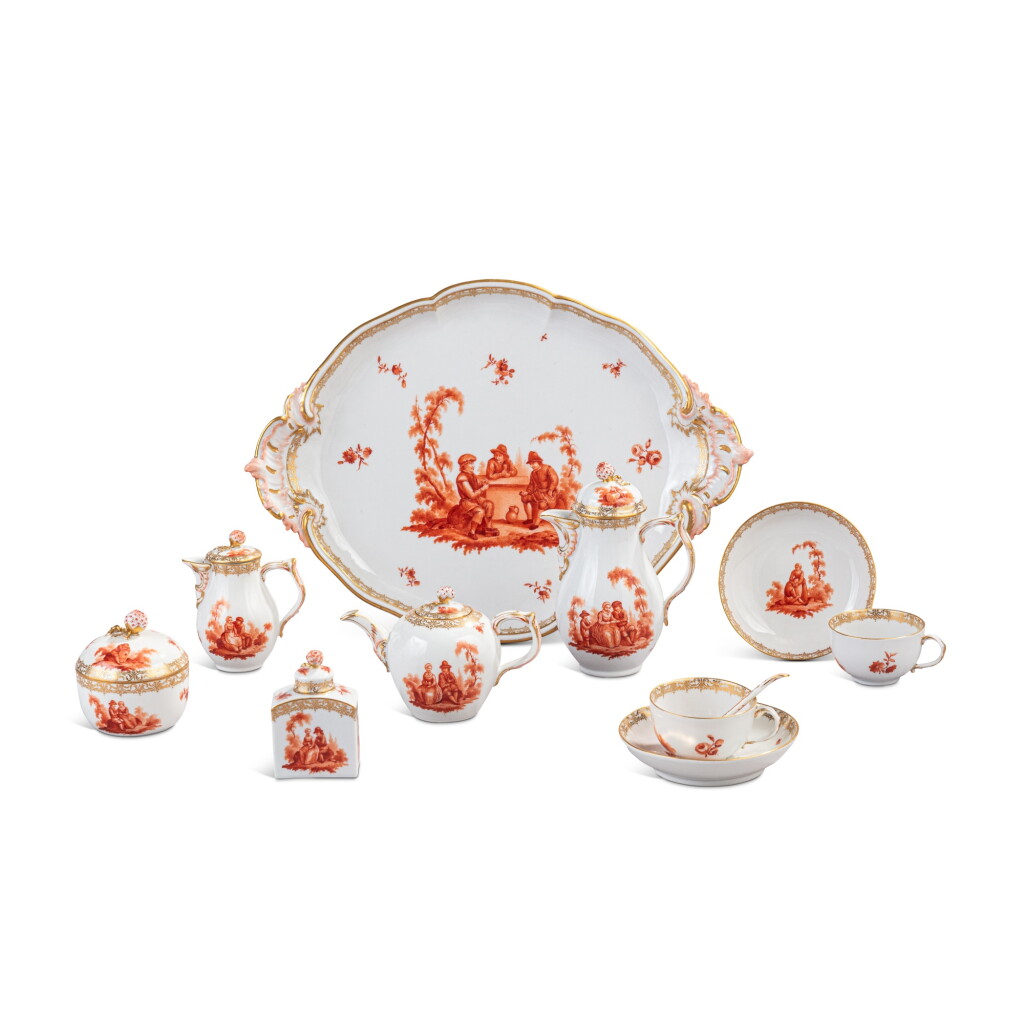 View full screen - View 1 of Lot 692. A Berlin (K.P.M.) porcelain iron-red camaïeu tête-à-tête service, circa 1780.