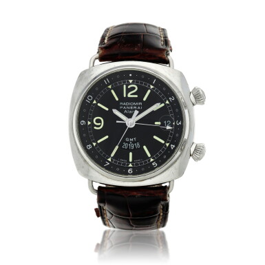 View full screen - View 1 of Lot 80. PAM00046 Radiomir GMT/Alarm, A limited edition stainless steel dual time wristwatch with alarm and date, Circa 2005.