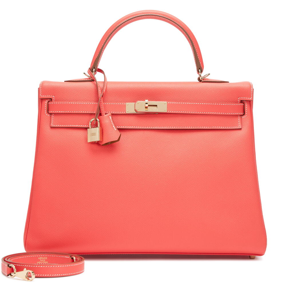 View full screen - View 1 of Lot 154. Limited Edition Rose Jaipur and Gold Epsom Verso Candy Kelly 35 Retourné Permabrass Hardware, 2012.