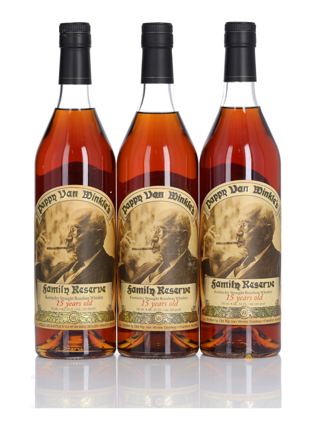 View full screen - View 1 of Lot 110. Pappy Van Winkle's 15 Year Old Family Reserve 107 Proof NV (3 Bottles 75cl).