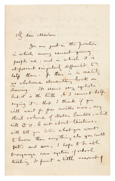 View full screen - View 1 of Lot 111. John Ruskin | Autograph letter signed, to Elizabeth Salt, 30 August 1855.