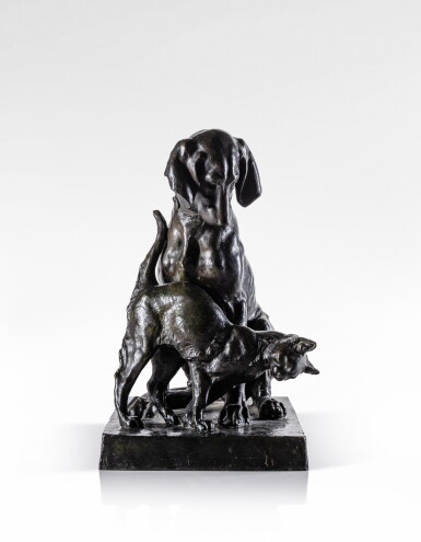 View full screen - View 1 of Lot 63. Chien et chat (Dog and cat).