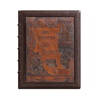 View full screen - View 1 of Lot 42. Histoire des quatre fils Aymon..., 1883. Reliure de Marius Michel orné d'un cuir incisé..