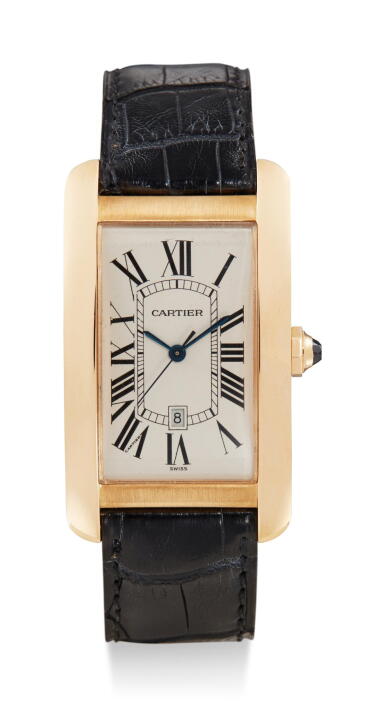 View full screen - View 1 of Lot 8104. CARTIER | TANK AMÉRICAINE, REFERENCE 1740, A YELLOW GOLD WRISTWATCH WITH DATE, CIRCA 2000.