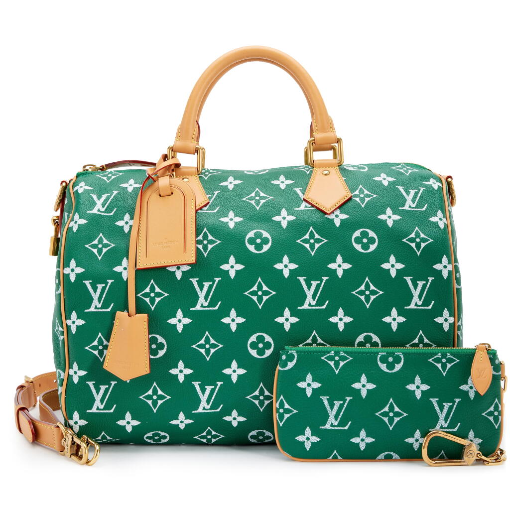 View full screen - View 1 of Lot 47. Green and White Speedy P9 Bandoulière 40 Gold Hardware, 2024.