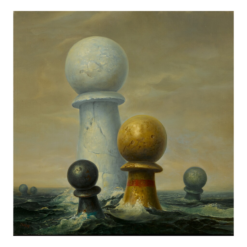 View full screen - View 1 of Lot 80. SAMUEL BAK | SURREALIST IMAGE (FLOATING CHESS PIECES).