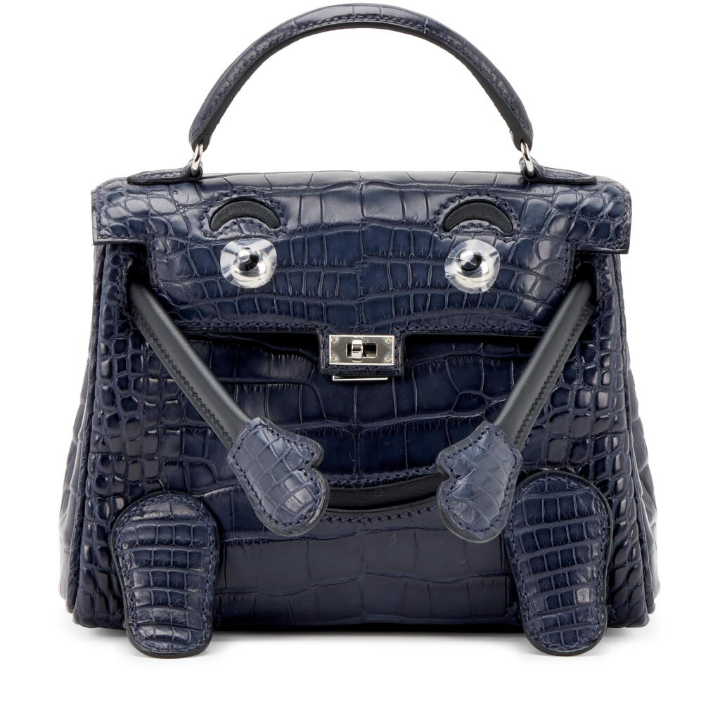 View full screen - View 1 of Lot 1. Bleu Nuit Matte Alligator and Black Swift Quelle Idole Kelly Doll Palladium Hardware, 2021.
