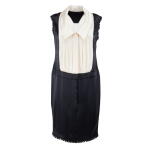 by Karl Lagerfeld Haute Couture Black Silk Tuxedo Dress with Ivory Pleated Bib, Fall-Winter 2004-05