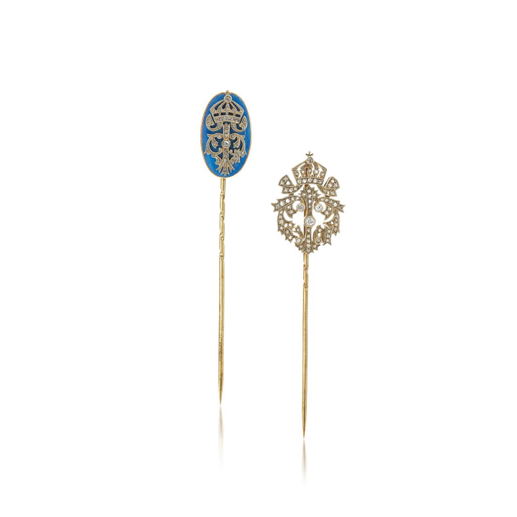 View full screen - View 1 of Lot 1038. Two presentation tie pins, early 20th century.
