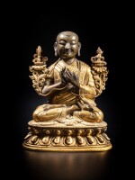Statuette en bronze doré de Tsongkhapa, dynastie Qing, XVIIIe siècle | A gilt-bronze figure of Tsongkhapa, Qing dynasty, 18th century