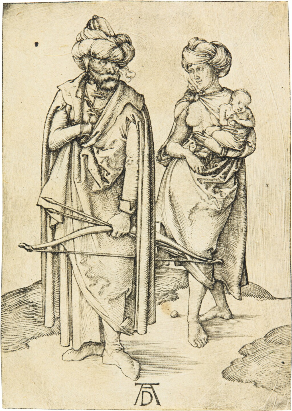 Voir en plein écran - Voir 1 du lot 14. ALBRECHT DÜRER | THE TURKISH FAMILY; THREE PEASANTS IN CONVERSATION; AND THE BAGPIPER (B. 85, 86, 91; M., HOLL. 80, 87, 90).