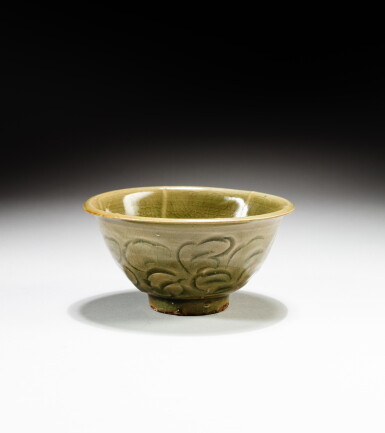 View full screen - View 1 of Lot 97. A Yaozhou celadon carved 'peony' bowl, Northern Song dynasty | 北宋 耀州窰青釉刻牡丹紋盌.