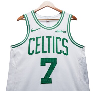 View full screen - View 1 of Lot 72. Jaylen Brown Boston Celtics 2024-2025 Emirates NBA Cup Game Worn Association Edition Jersey | Double-Double | Matched to 2 Games .