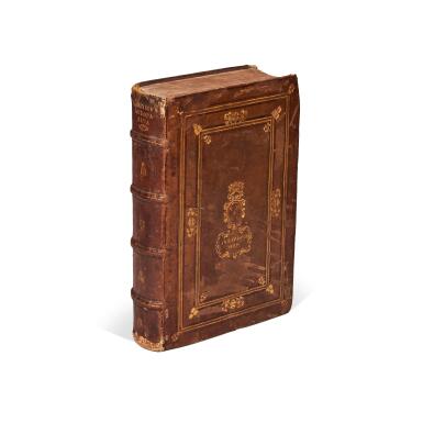 View full screen - View 1 of Lot 112. Dionysius Areopagita (Pseudo-), Super omnes S. Dionysii Areopagitae libros commentaria, Cologne, 1536, Roman tan morocco for Pope Julius III.