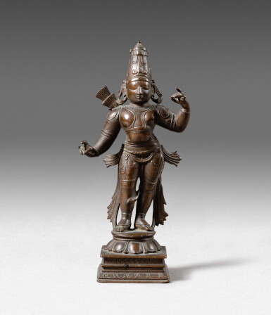 View full screen - View 1 of Lot 111. A copper-alloy figure of Rama South India, 18th century | 印度南 十八世紀 合金銅羅摩立像.