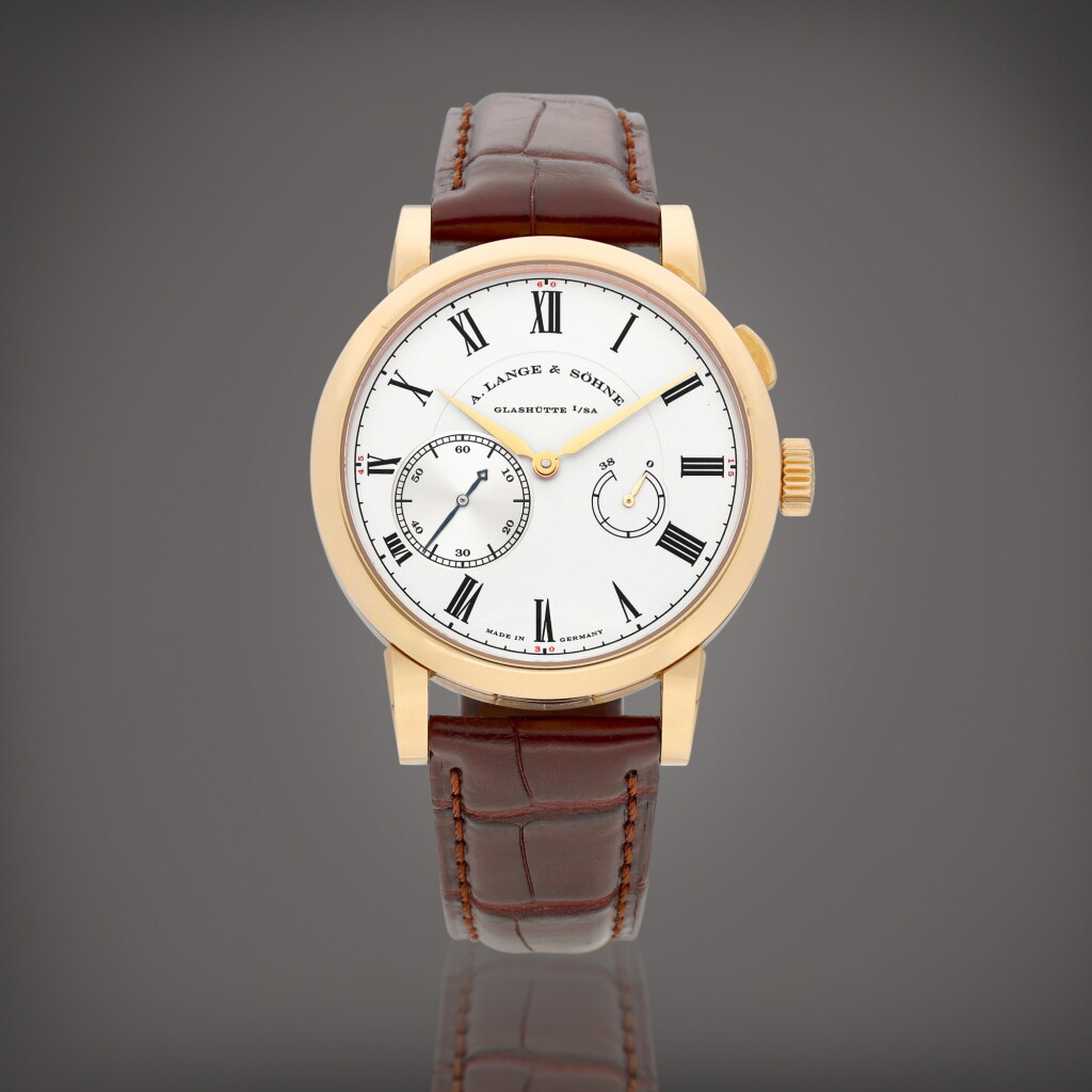 View full screen - View 1 of Lot 717. Richard Lange Referenzuhr, Reference 250.032 | A limited edition pink gold wristwatch with zero-reset mechanism and power reserve indication, Circa 2010 | 朗格 | Richard Lange Referenzuhr 型號250.032 | 限量版粉紅金腕錶,備歸零裝置及動力儲備顯示,約2010年製.