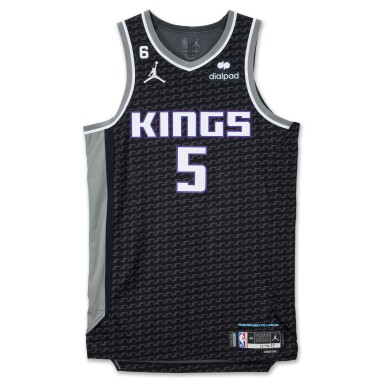 View full screen - View 1 of Lot 60. De’Aaron Fox Sacramento Kings 2022-2023 NBA Game Worn Away Jersey.