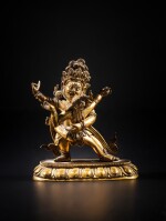 Statuette de Heruka en bronze doré, dynastie Qing, XIXe siècle | A gilt-bronze figure of Heruka, Qing dynasty, 19th century