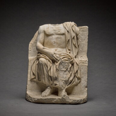 View full screen - View 1 of Lot 170. A Roman Marble Statue of Zeus Enthroned, circa 2nd Century A.D..