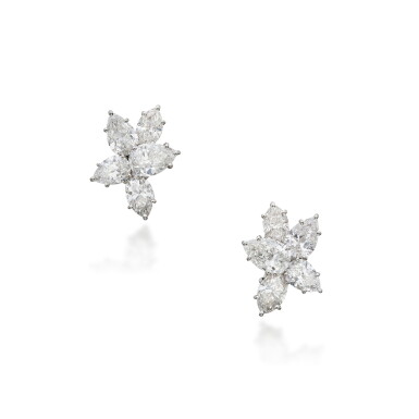 View full screen - View 1 of Lot 56. Pair of Diamond 'Winston Cluster' Earclips.