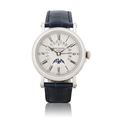 View full screen - View 1 of Lot 1023. Ref. 5159G-001 Montre bracelet en or gris avec calendrier perpétuel, date rétrograde, année bissextile et phases de lunes | White gold perpetual calendar wristwatch with retrograde date, moon phases and leap year indication Vers 2010 | Circa 2010.