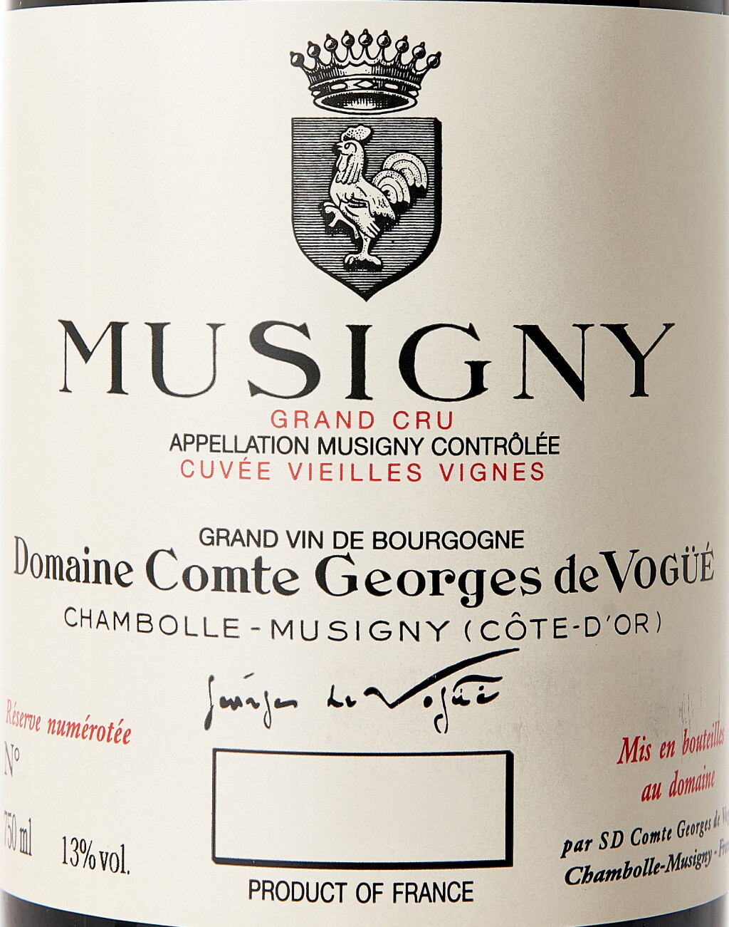 View full screen - View 1 of Lot 7049. Musigny, Cuvée Vieilles Vignes, Comte Georges de Vogüé "Vertical".