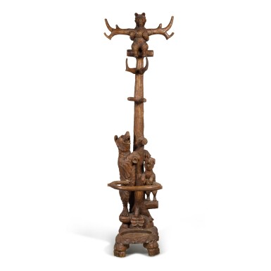 View full screen - View 1 of Lot 142. Black Forest Style Carved Oak Hall Tree, Early 20th century.
