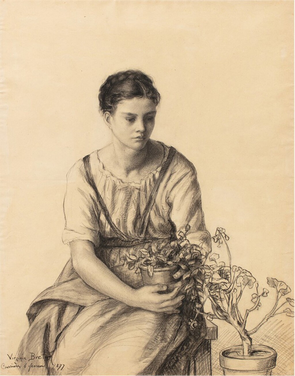 View full screen - View 1 of Lot 219. Jeune fille au géranium .