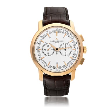 View full screen - View 1 of Lot 58. VACHERON CONSTANTIN | REFERENCE 47192 TRADITIONNELLE A PINK GOLD CHRONOGRAPH WRISTWATCH WITH REGISTERS, CIRCA 2009.