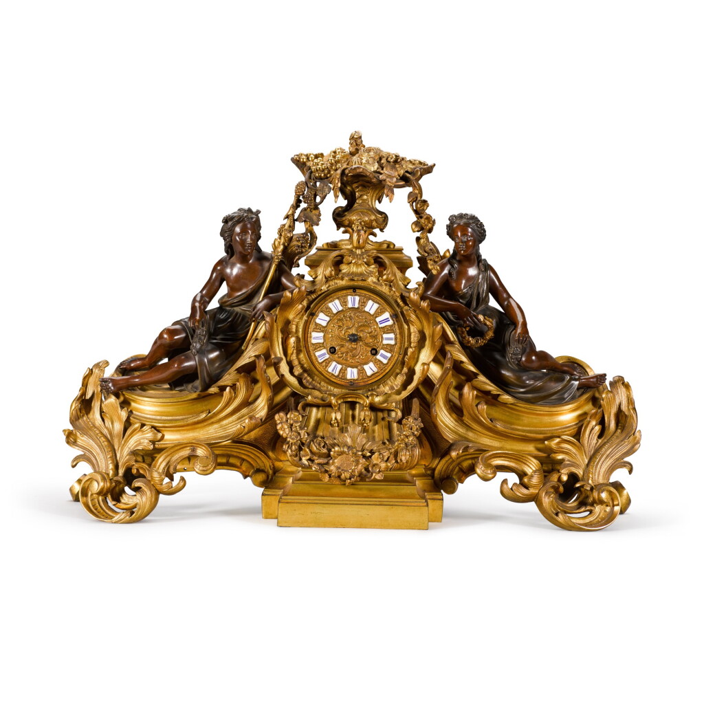 View full screen - View 1 of Lot 12. A gilt and patinated bronze mantel clock, French, circa 1840.