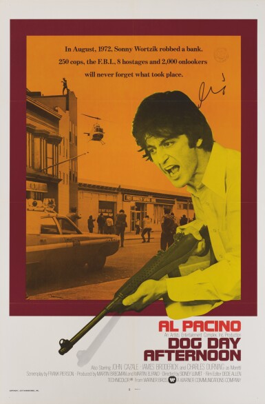 View full screen - View 1 of Lot 174. DOG DAY AFTERNOON (1975) INTERNATIONAL POSTER, US, SIGNED BY AL PACINO.