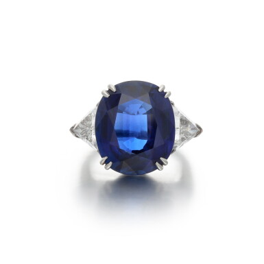 View full screen - View 1 of Lot 235. Sapphire and diamond ring.