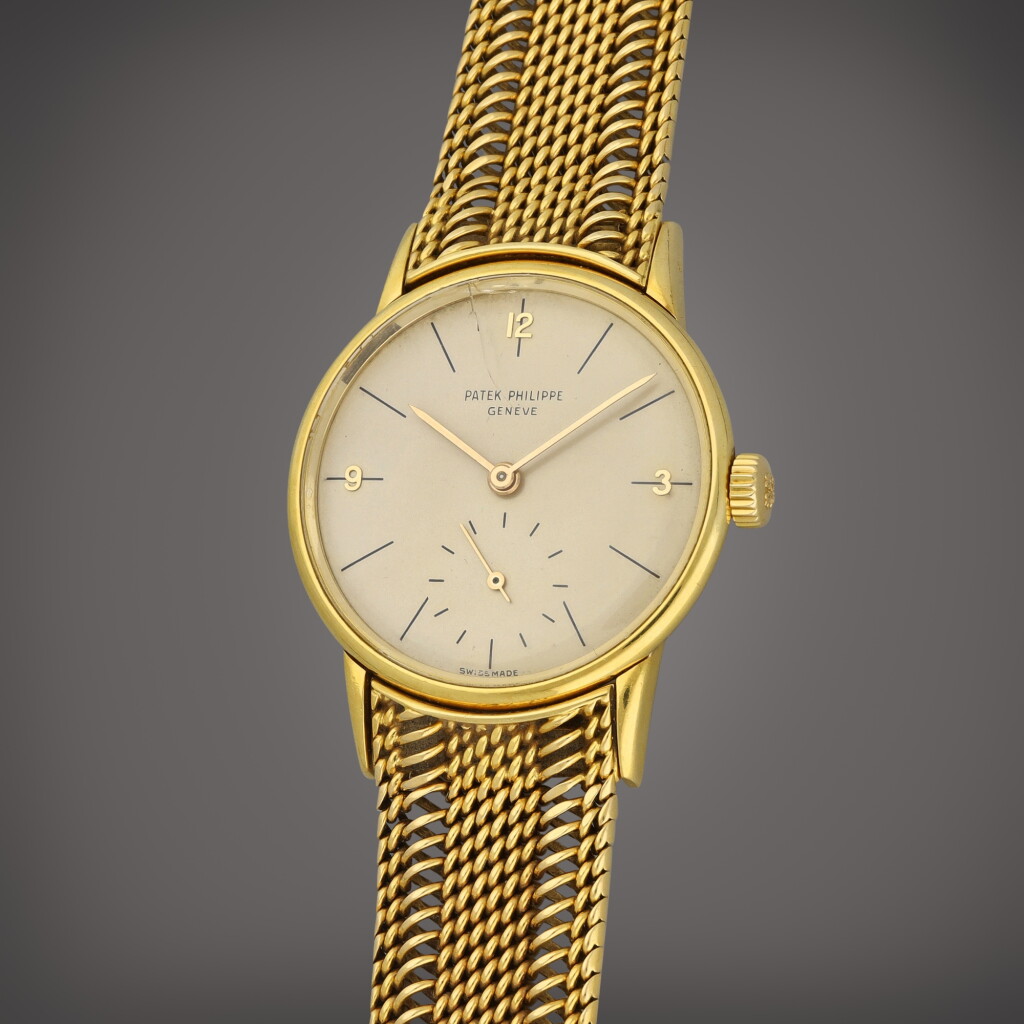 View full screen - View 1 of Lot 65. Calatrava, Reference 2494 | A yellow gold wristwatch with bracelet | Circa 1960.