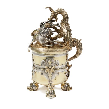 View full screen - View 1 of Lot 63. A Massive Victorian Parcel-Gilt Silver Tankard, Modeled by Edmond Cotterill for R. & S. Garrard & Co., London, 1845.