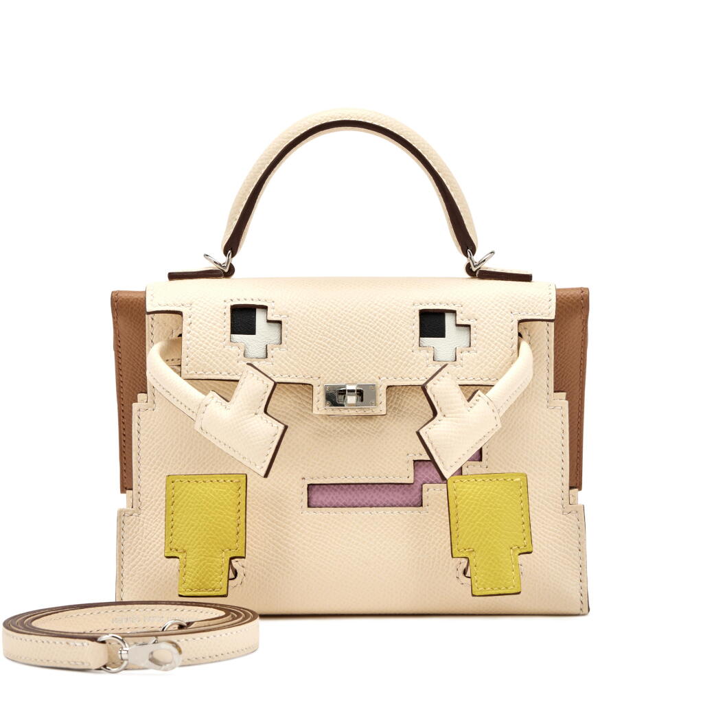 View full screen - View 1 of Lot 24. Limited Edition Nata, Lime, Chai, and Mauve Sylvestre Epsom Picto Quelle Idole Kelly Doll Palladium Hardware, 2023.