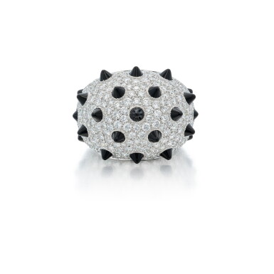 View full screen - View 1 of Lot 138. Onyx and Diamond Ring, France.