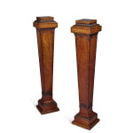 A Pair of George III Mahogany, Ebonised and Ebony-Strung Pedestals, Circa 1780