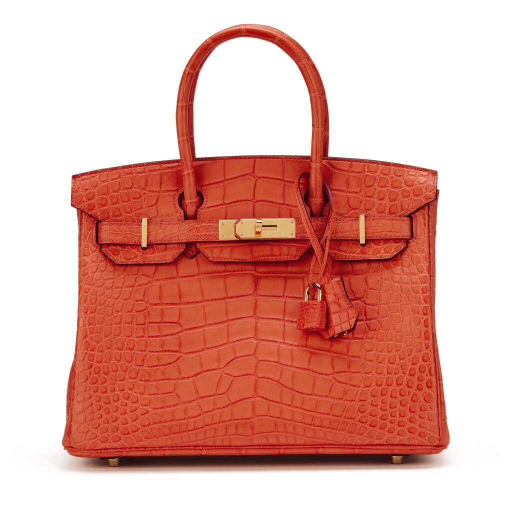 View full screen - View 1 of Lot 52. Orange Birkin 30cm in Alligator Mississippiensis with Gold Hardware, 2016.