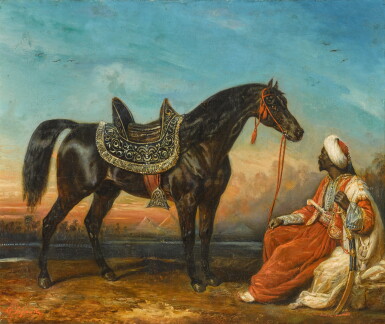 View full screen - View 1 of Lot 7. An Arabian Stallion and his Groom, Egypt.