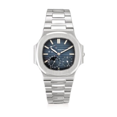 View full screen - View 1 of Lot 2059. Patek Philippe | Nautilus "Four Dots", Reference 3712, A stainless steel bracelet watch with date, moon phases and power reserve indication, Circa 2006 | 百達翡麗 | Nautilus "Four Dots" 型號3712 精鋼鏈帶腕錶,備月相及動力儲備顯示,約2006年製.