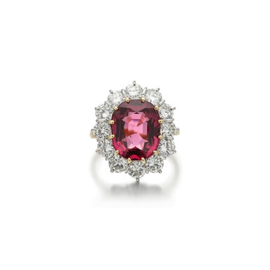 View full screen - View 1 of Lot 175. Spinel and diamond ring.