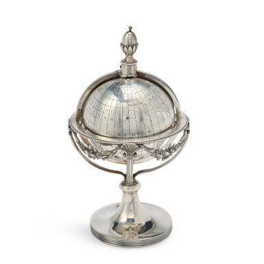 View full screen - View 1 of Lot 195. A George III Silver Terrestrial Globe Inkstand, John Robins, London, 1792.