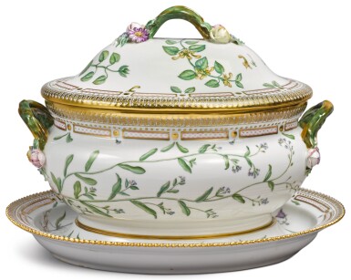View full screen - View 1 of Lot 150. A ROYAL COPENHAGEN 'FLORA DANICA' OVAL TUREEN, COVER AND STAND, MODERN.