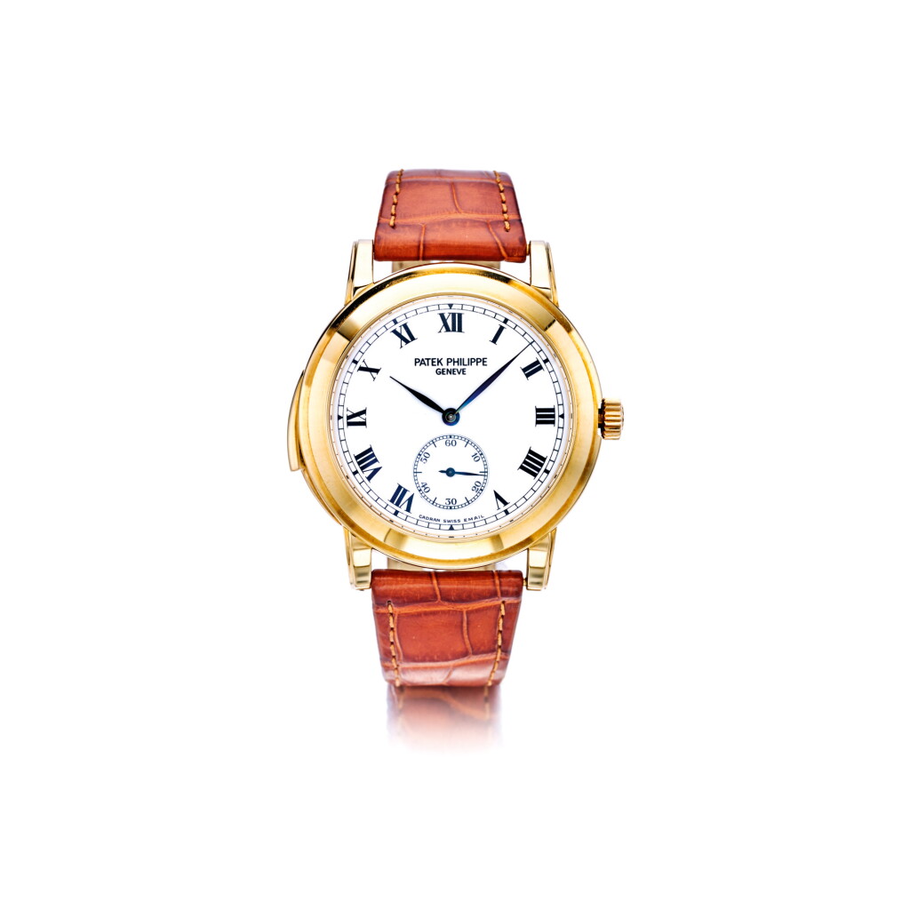 View full screen - View 1 of Lot 1002. PATEK PHILIPPE | REF 5079J, A YELLOW GOLD MINUTE REPEATING WRISTWATCH WITH ENAMEL DIAL, MADE IN 2001 | 百達翡麗 | 5079J型號黃金三問腕錶備琺瑯錶盤,2001年製.
