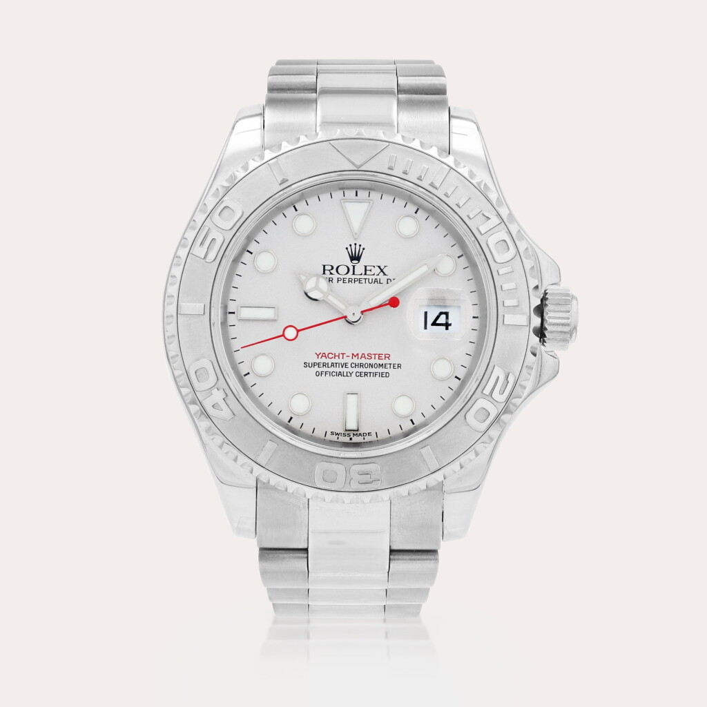 View full screen - View 1 of Lot 370. Yacht-Master, reference 16622 Montre bracelet en acier et platine avec date | Stainless steel and platinum wristwatch with date and bracelet Vers 2001 | Circa 2001.