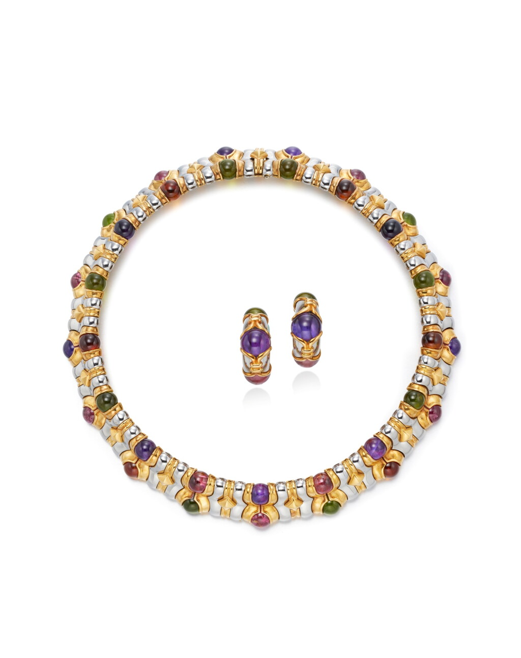 View full screen - View 1 of Lot 1948. 'Boules' Gem Set Necklace and Pair of Ear Clips | 寶格麗 | 'Boules' 寶石 項鏈 及 耳夾一對.