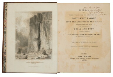 View full screen - View 1 of Lot 211. Parry, Captain William Edward | "Journal of a Third Voyage for the Discovery of a North-West Passage"; presentation copy .