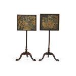 A Pair of George III Mahogany and Needlework Table Screens, Circa 1760