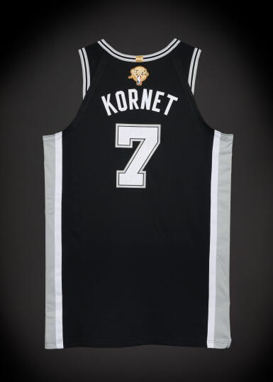 View full screen - View 1 of Lot 23. Luke Kornet San Antonio Spurs 2026 NBA Finals Game Worn Icon Edition Jersey | Game 1 .